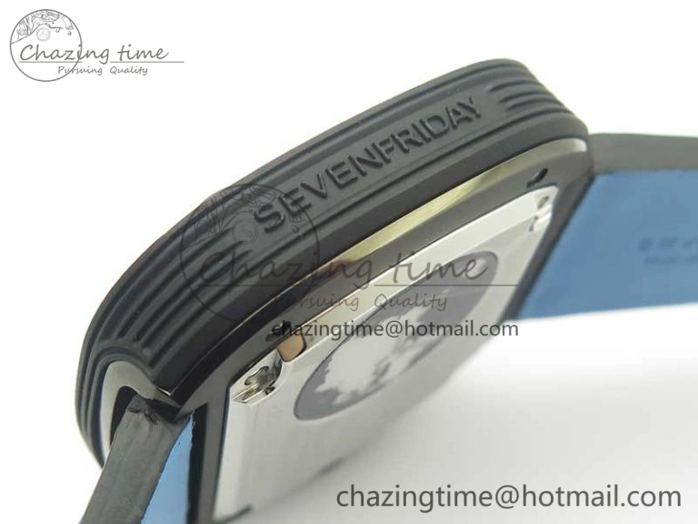 SevenFriday PVD P3B 01 SVF 1:1 Best Edition on Black Blue Leather Strap Miyota 82S7(Free Rubber Strap) DailyWear 9621
