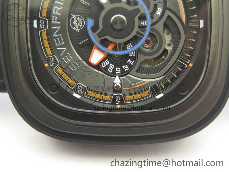 SevenFriday PVD P3B 01 SVF 1:1 Best Edition on Black Blue Leather Strap Miyota 82S7(Free Rubber Strap) DailyWear 9621