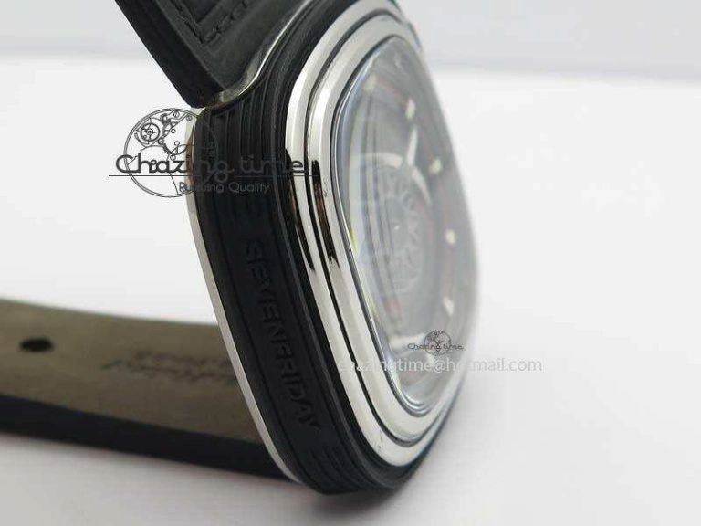 SevenFriday PVD P3C 01 Hot Rod V6F Best Edition On Black Leather Strap Miyota 82S Trendsetting 9632