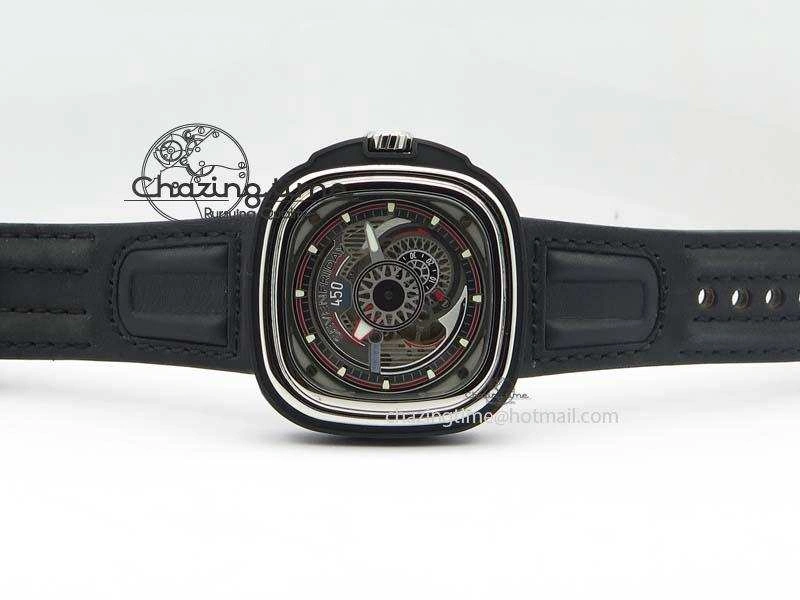SevenFriday PVD P3C 01 Hot Rod V6F Best Edition On Black Leather Strap Miyota 82S Trendsetting 9632