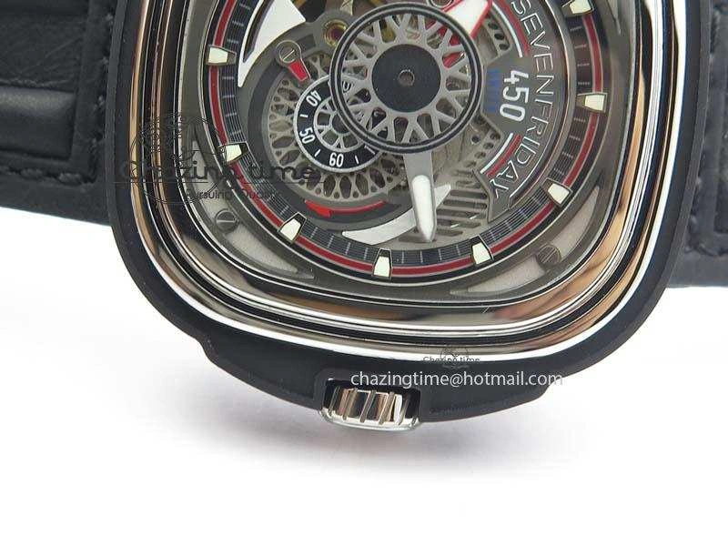 SevenFriday PVD P3C 01 Hot Rod V6F Best Edition On Black Leather Strap Miyota 82S Trendsetting 9632