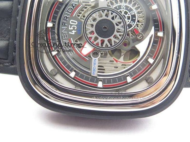 SevenFriday PVD P3C 01 Hot Rod V6F Best Edition On Black Leather Strap Miyota 82S Trendsetting 9632