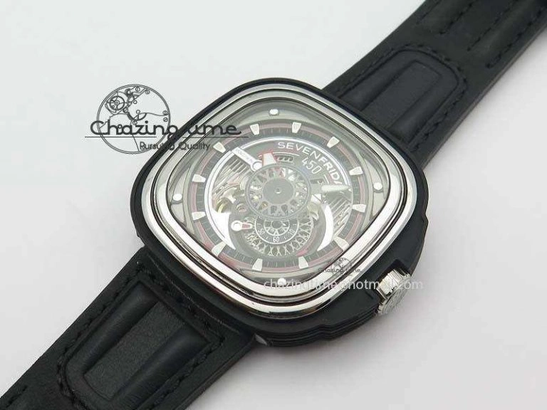 SevenFriday PVD P3C 01 Hot Rod V6F Best Edition On Black Leather Strap Miyota 82S Trendsetting 9632