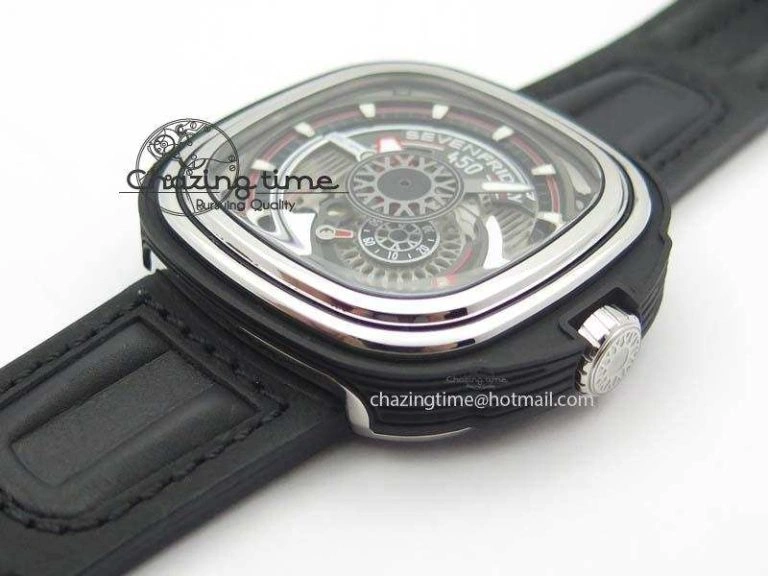 SevenFriday PVD P3C 01 Hot Rod V6F Best Edition On Black Leather Strap Miyota 82S Trendsetting 9632