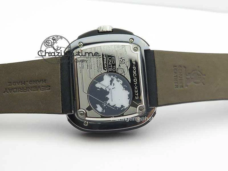 SevenFriday PVD P3C 01 Hot Rod V6F Best Edition On Black Leather Strap Miyota 82S Trendsetting 9632