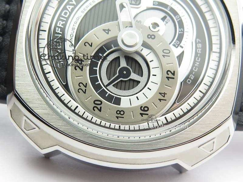 Fashionable SevenFriday Q1-01 V6F 1:1 Best Edition Silver Dial On Black Leather Strap Miyota 82S 9631