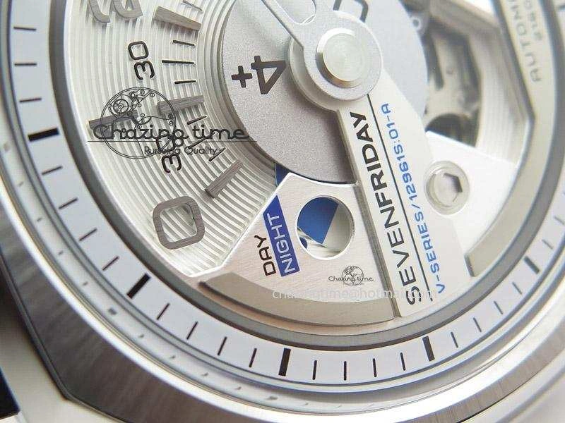 Original SevenFriday V1-01 V6F 1:1 Best Edition Silver Dial On Black Leather Strap Miyota 82S 9649
