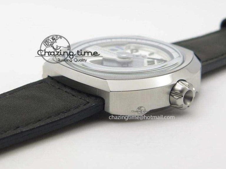 Original SevenFriday V1-01 V6F 1:1 Best Edition Silver Dial On Black Leather Strap Miyota 82S 9649