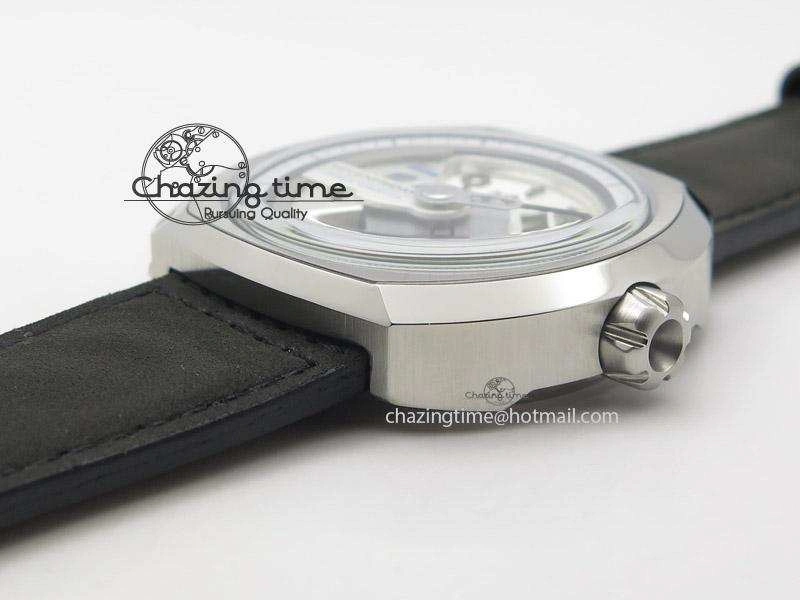 Original SevenFriday V1-01 V6F 1:1 Best Edition Silver Dial On Black Leather Strap Miyota 82S 9649