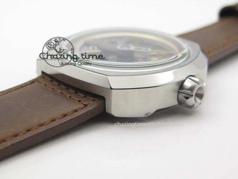 OdorResistant SevenFriday V2-01 V6F 1:1 Best Edition Black Silver Dial On Brown Leather Strap Miyota 82S 9639