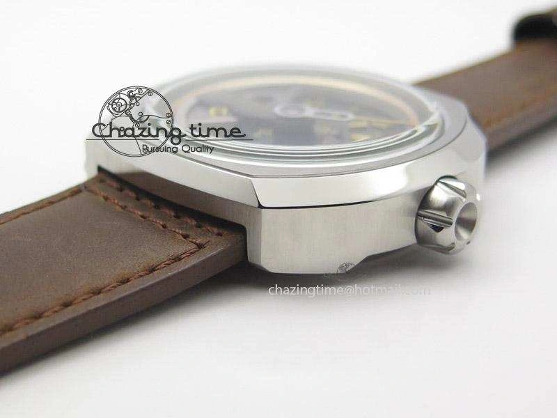 OdorResistant SevenFriday V2-01 V6F 1:1 Best Edition Black Silver Dial On Brown Leather Strap Miyota 82S 9639