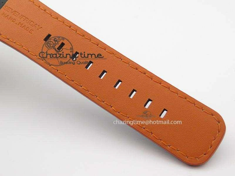 SevenFriday V3-02-GR V6F Best Edition Black Silver Dial Orange Hand On Black Leather Strap Miyota 82S MultiPurpose 9635