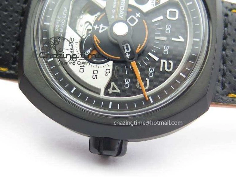 Breathable SevenFriday V3-02-GR V6F Best Edition Black Silver Dial Orange Hand On Black Leather Strap Miyota 82S 9633