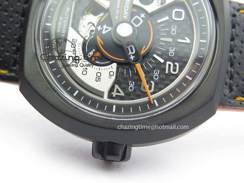 Breathable SevenFriday V3-02-GR V6F Best Edition Black Silver Dial Orange Hand On Black Leather Strap Miyota 82S 9633