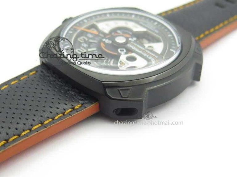 Breathable SevenFriday V3-02-GR V6F Best Edition Black Silver Dial Orange Hand On Black Leather Strap Miyota 82S 9633