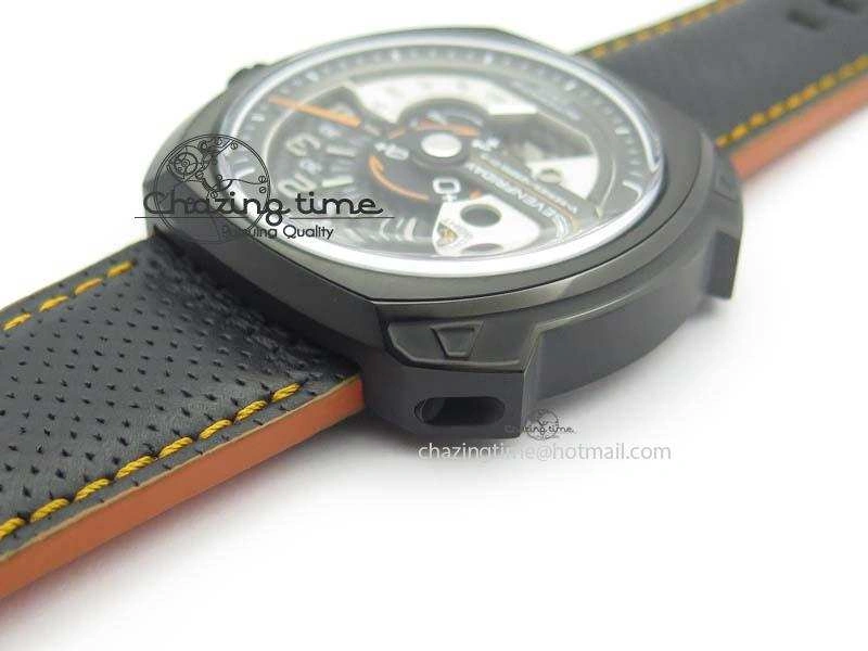 Breathable SevenFriday V3-02-GR V6F Best Edition Black Silver Dial Orange Hand On Black Leather Strap Miyota 82S 9633