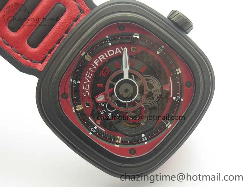 Durable Sevenfriday P3B 06 Racing Team Red SVF 1:1 Best Edition on Red Leather Strap Miyota 82S 9620