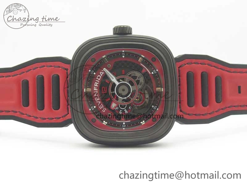 Durable Sevenfriday P3B 06 Racing Team Red SVF 1:1 Best Edition on Red Leather Strap Miyota 82S 9620