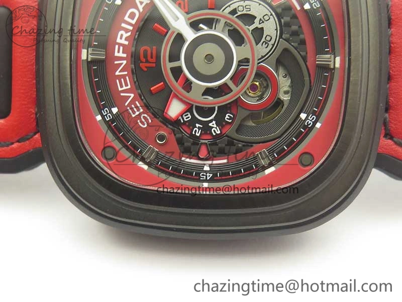 Durable Sevenfriday P3B 06 Racing Team Red SVF 1:1 Best Edition on Red Leather Strap Miyota 82S 9620