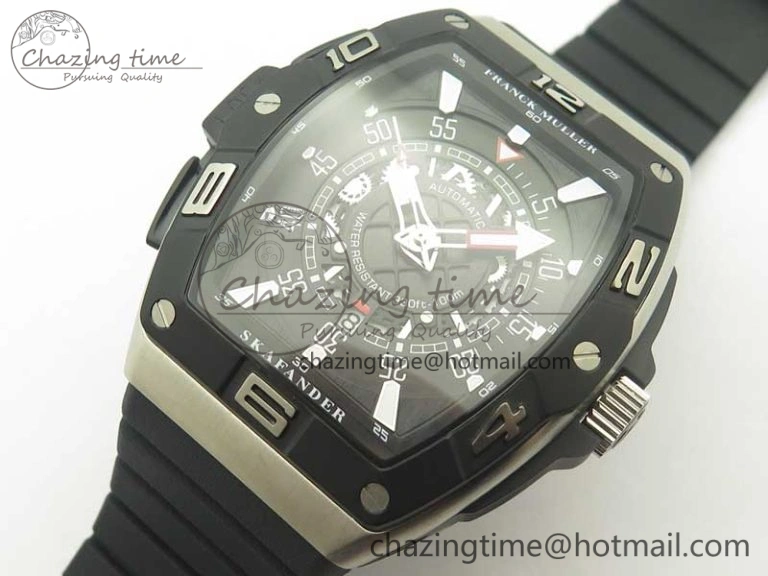 Elegant Skafander SS Black On Black Rubber Strap MIYOTA 6587