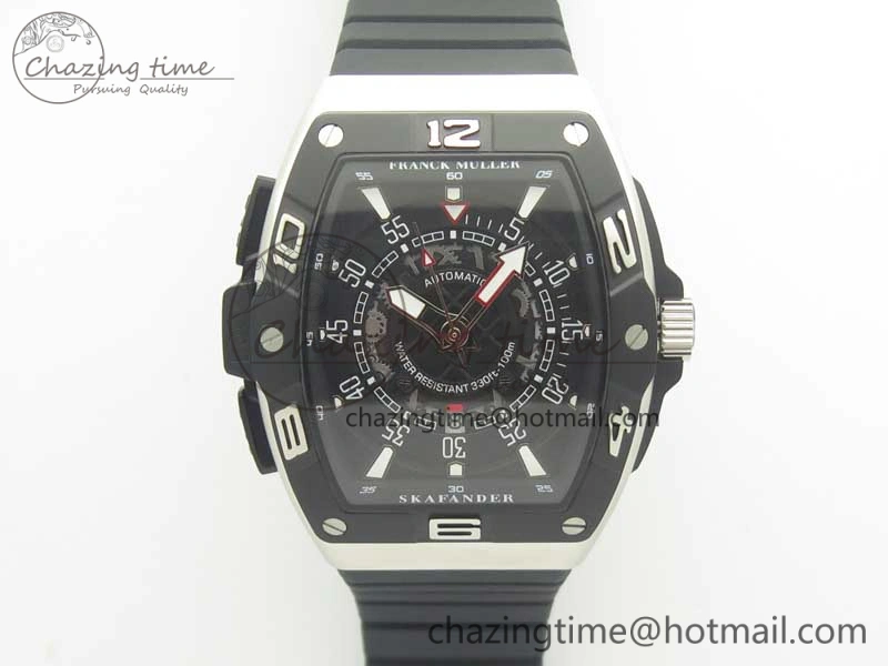 Elegant Skafander SS Black On Black Rubber Strap MIYOTA 6587