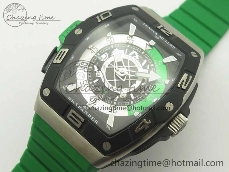 Skafander SS Green On Green Rubber Strap MIYOTA TopPick 6582