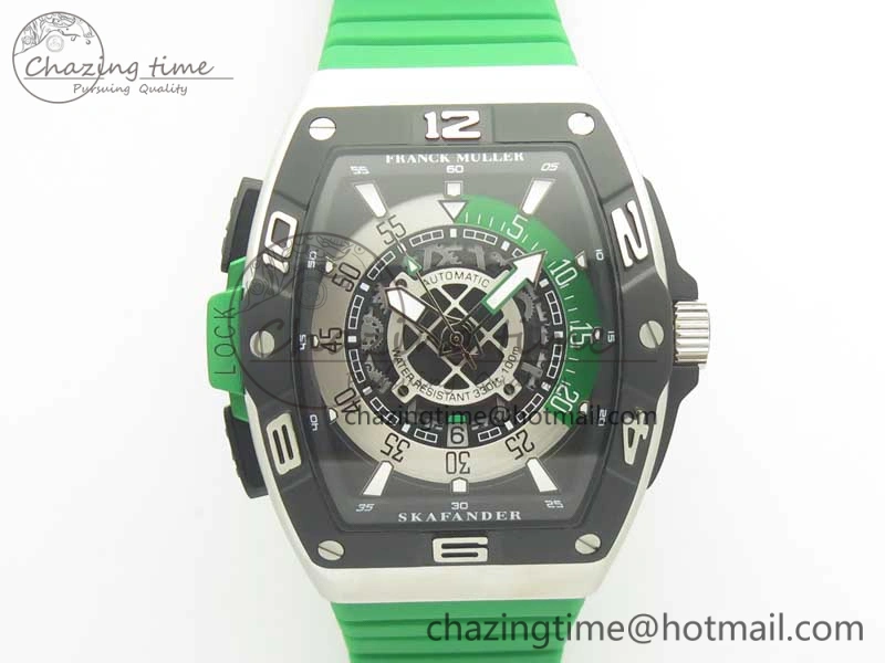 Skafander SS Green On Green Rubber Strap MIYOTA TopPick 6582