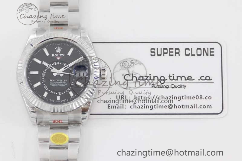 Sky-Dweller 326934 904L SS Noob 1:1 Best Edition Black Dial on SS Bracelet Asian 23J to GoAnywhere 2405