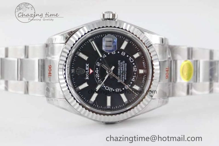 Sky-Dweller 326934 904L SS Noob 1:1 Best Edition Black Dial on SS Bracelet Asian 23J to GoAnywhere 2405