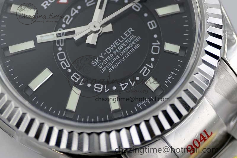 Sky-Dweller 326934 904L SS Noob 1:1 Best Edition Black Dial on SS Bracelet Asian 23J to GoAnywhere 2405