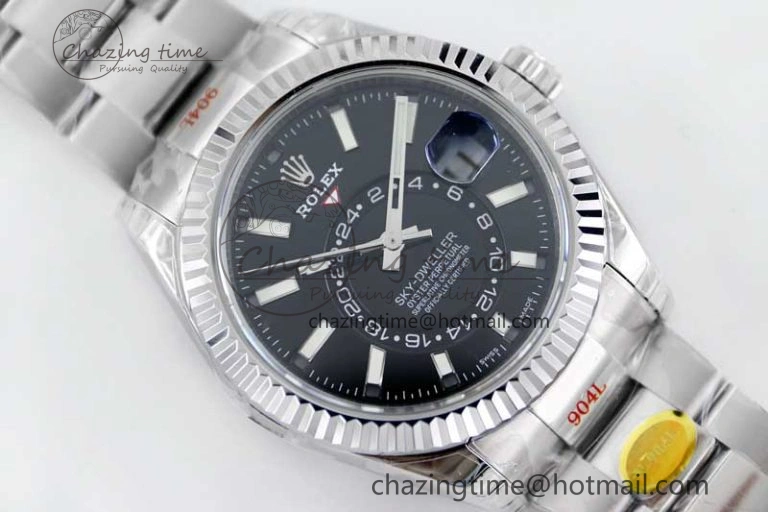 Sky-Dweller 326934 904L SS Noob 1:1 Best Edition Black Dial on SS Bracelet Asian 23J to GoAnywhere 2405