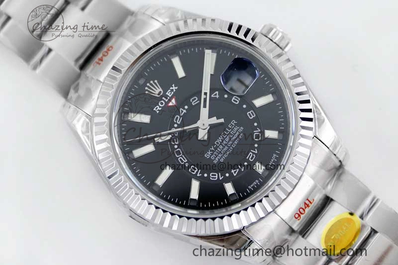 Sky-Dweller 326934 904L SS Noob 1:1 Best Edition Black Dial on SS Bracelet Asian 23J to GoAnywhere 2405