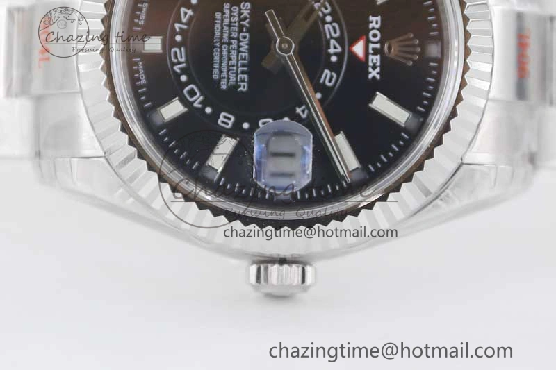 Sky-Dweller 326934 904L SS Noob 1:1 Best Edition Black Dial on SS Bracelet Asian 23J to GoAnywhere 2405