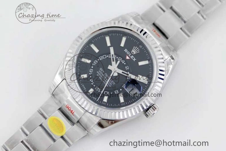 Sky-Dweller 326934 904L SS Noob 1:1 Best Edition Black Dial on SS Bracelet Asian 23J to GoAnywhere 2405