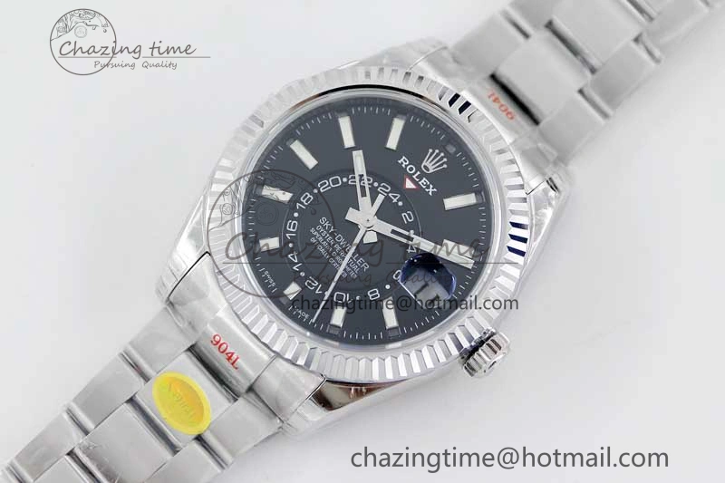 Sky-Dweller 326934 904L SS Noob 1:1 Best Edition Black Dial on SS Bracelet Asian 23J to GoAnywhere 2405