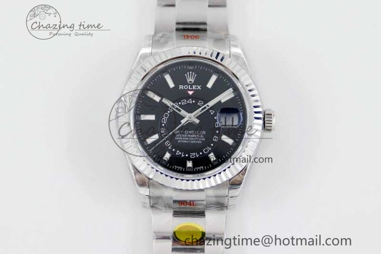 Sky-Dweller 326934 904L SS Noob 1:1 Best Edition Black Dial on SS Bracelet Asian 23J to GoAnywhere 2405