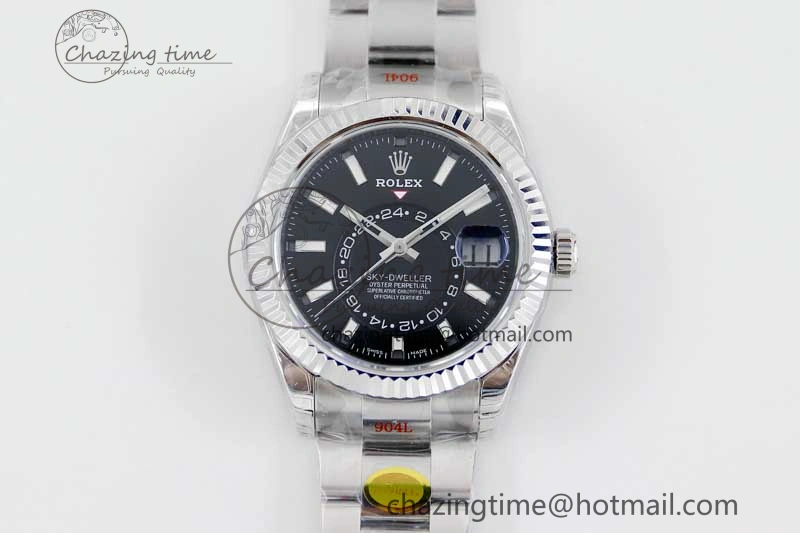 Sky-Dweller 326934 904L SS Noob 1:1 Best Edition Black Dial on SS Bracelet Asian 23J to GoAnywhere 2405