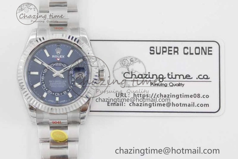 EasyCare Sky-Dweller 326934 904L SS Noob 1:1 Best Edition Blue Dial on SS Bracelet Asian 23J to 2402