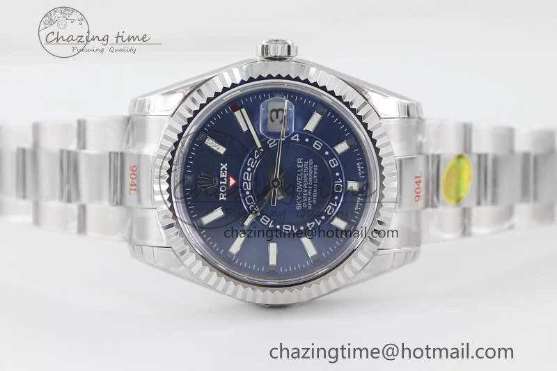 EasyCare Sky-Dweller 326934 904L SS Noob 1:1 Best Edition Blue Dial on SS Bracelet Asian 23J to 2402