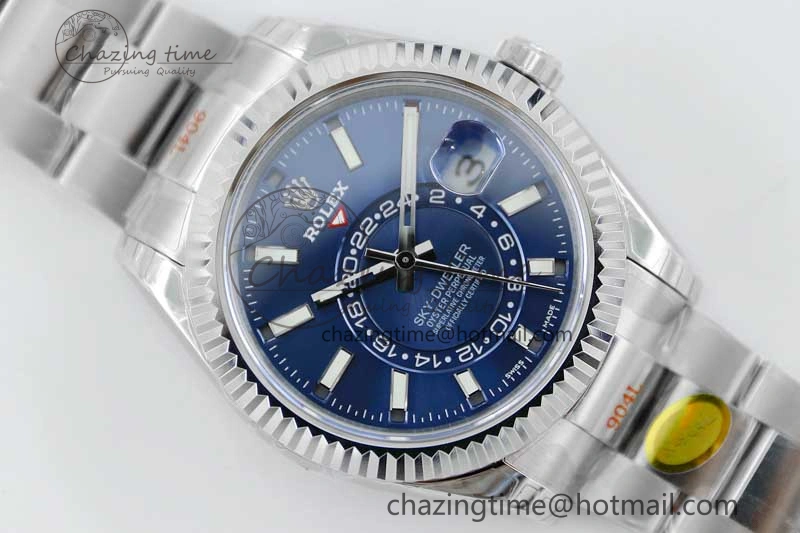 EasyCare Sky-Dweller 326934 904L SS Noob 1:1 Best Edition Blue Dial on SS Bracelet Asian 23J to 2402