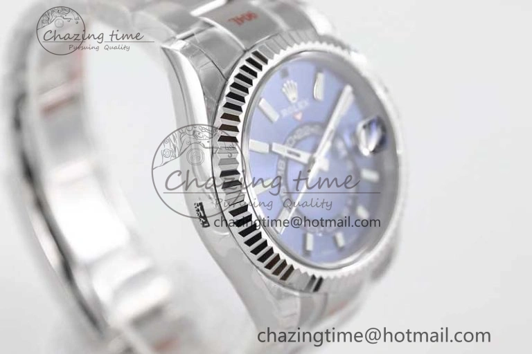 EasyCare Sky-Dweller 326934 904L SS Noob 1:1 Best Edition Blue Dial on SS Bracelet Asian 23J to 2402
