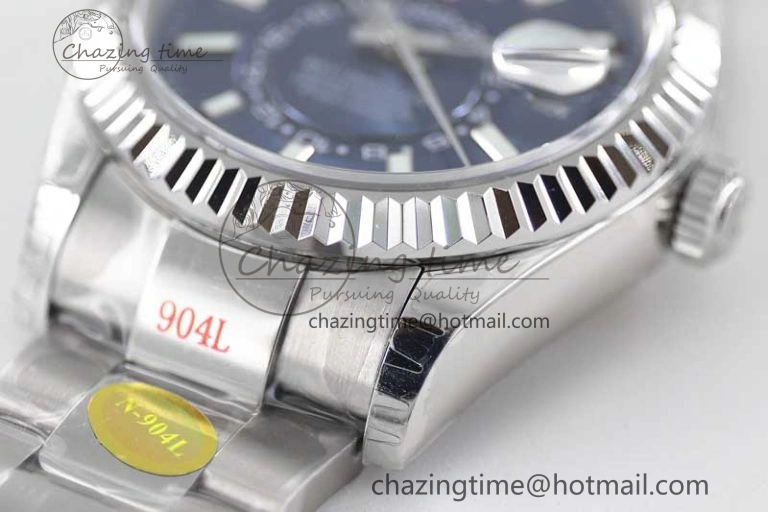 EasyCare Sky-Dweller 326934 904L SS Noob 1:1 Best Edition Blue Dial on SS Bracelet Asian 23J to 2402