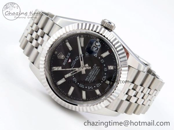 WrinkleFree Sky-Dweller 326934 904L SS ZF 1:1 Best Edition Black Dial on SS Jubilee Bracelet A 1482