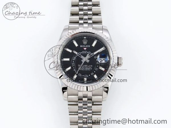 WrinkleFree Sky-Dweller 326934 904L SS ZF 1:1 Best Edition Black Dial on SS Jubilee Bracelet A 1482