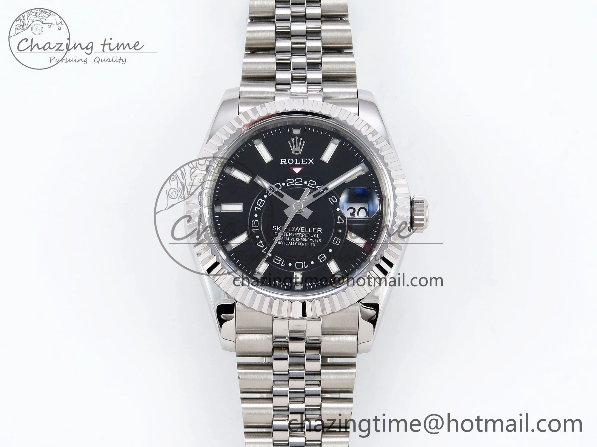 WrinkleFree Sky-Dweller 326934 904L SS ZF 1:1 Best Edition Black Dial on SS Jubilee Bracelet A 1482