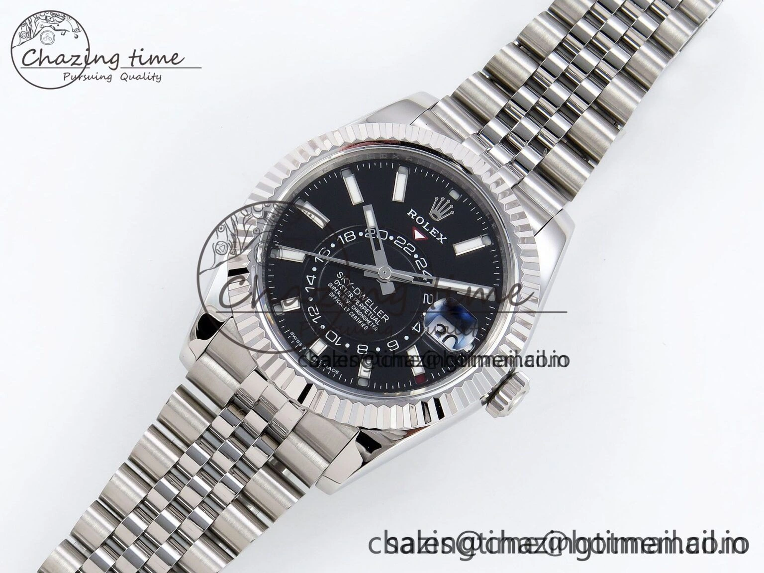 WrinkleFree Sky-Dweller 326934 904L SS ZF 1:1 Best Edition Black Dial on SS Jubilee Bracelet A 1482
