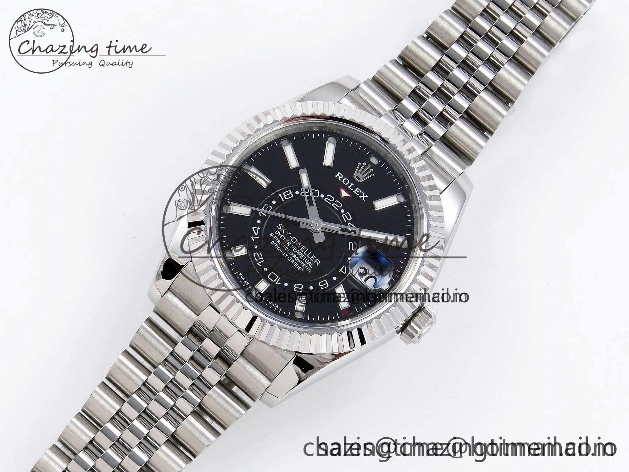 WrinkleFree Sky-Dweller 326934 904L SS ZF 1:1 Best Edition Black Dial on SS Jubilee Bracelet A 1482