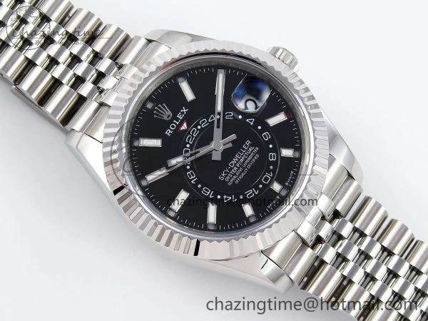 WrinkleFree Sky-Dweller 326934 904L SS ZF 1:1 Best Edition Black Dial on SS Jubilee Bracelet A 1482