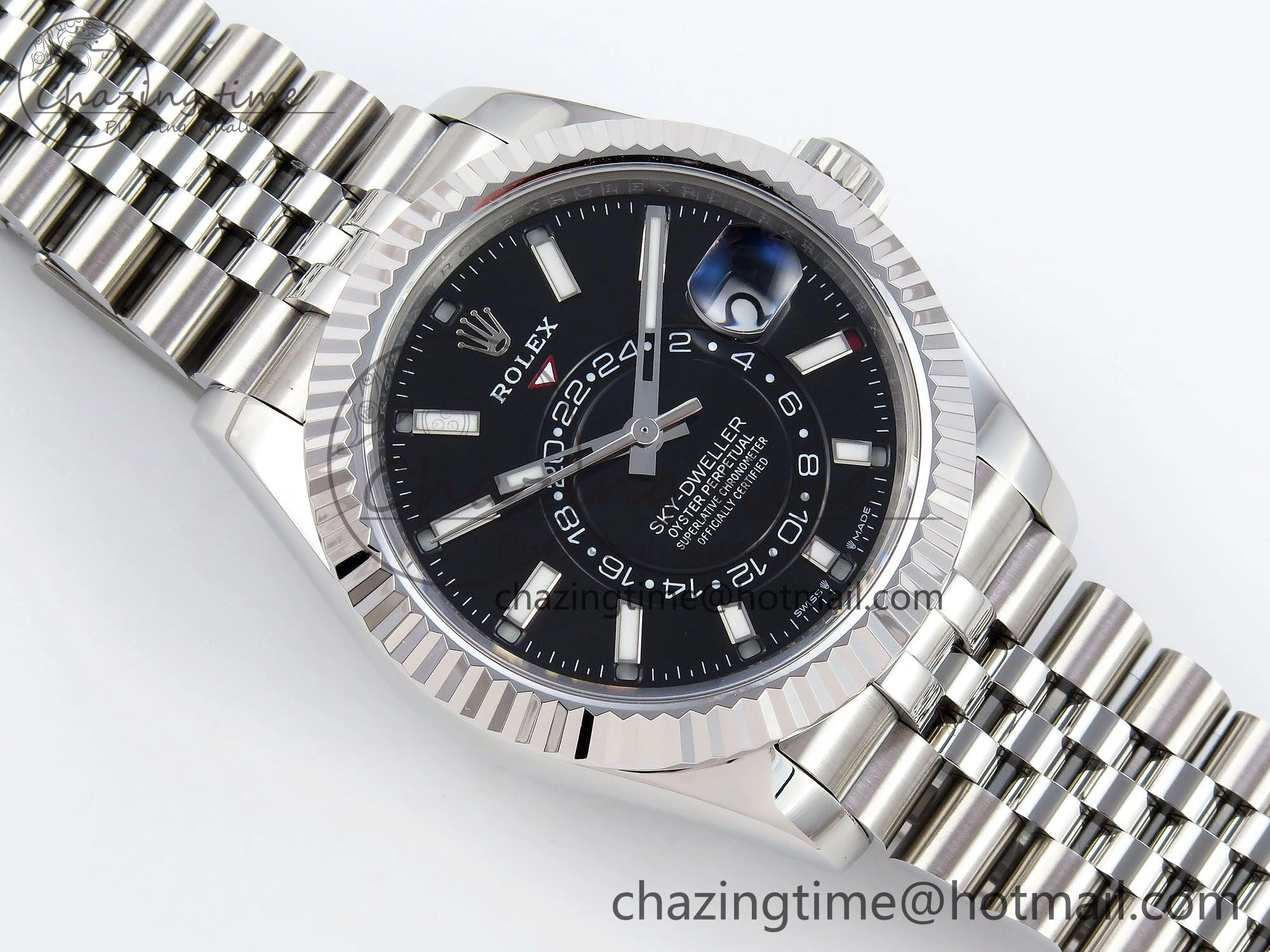 WrinkleFree Sky-Dweller 326934 904L SS ZF 1:1 Best Edition Black Dial on SS Jubilee Bracelet A 1482