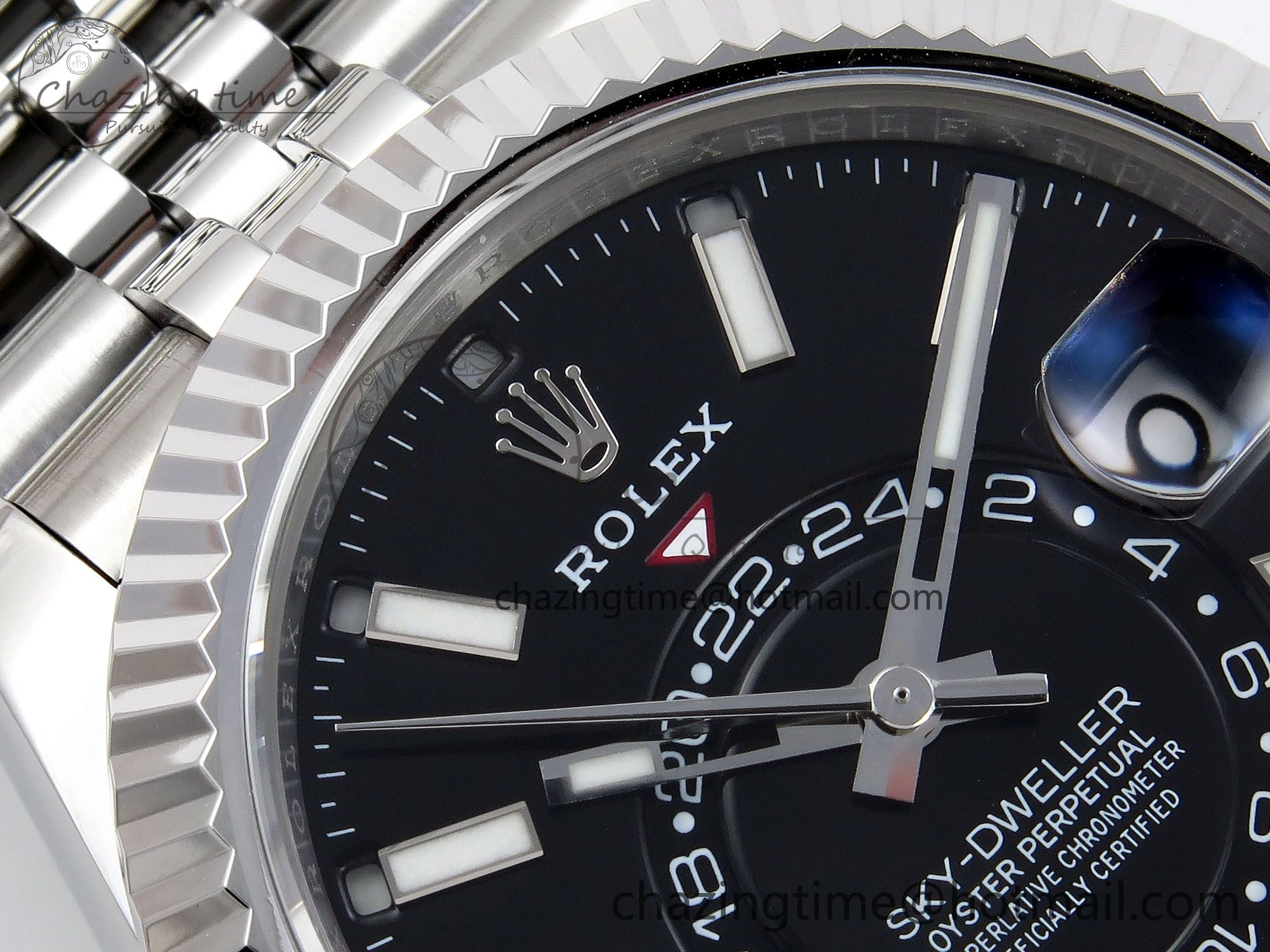 WrinkleFree Sky-Dweller 326934 904L SS ZF 1:1 Best Edition Black Dial on SS Jubilee Bracelet A 1482
